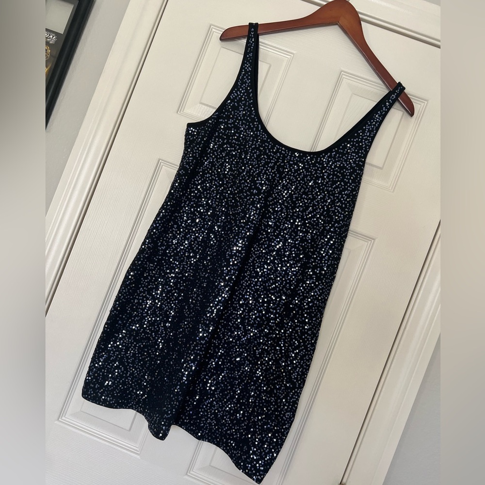 Express black and blue mini slip dress